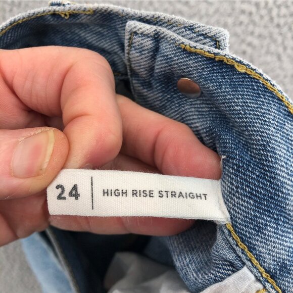 PacSun Jeans Womens 24 Blue High Rise Straight Distressed Light Wash Button Fly - Picture 6 of 12